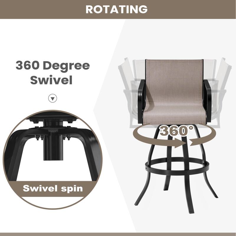 Outdoor Indoor Aluminum Swivel Patio Bar Stools Dining Chairs with Sunbrella Fabric