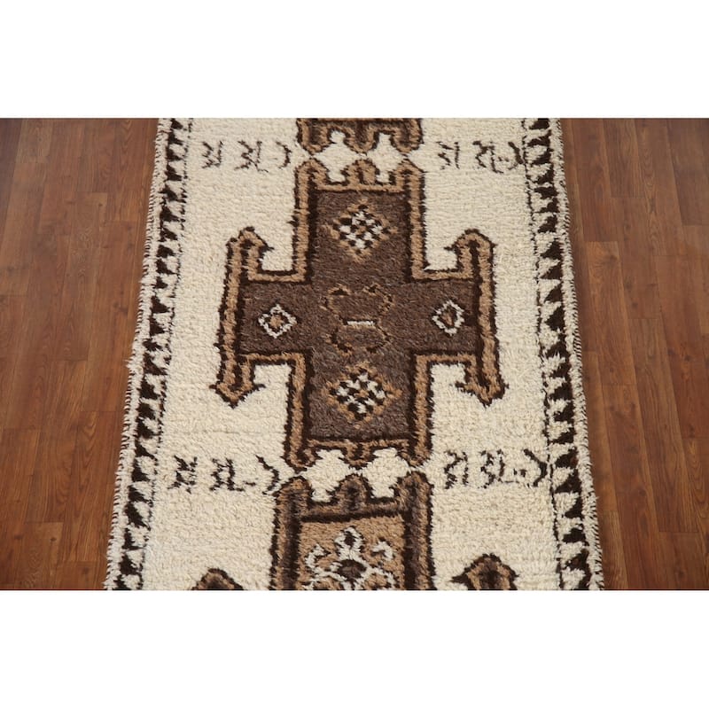 Anatolian Oriental Runner Rug Hand-knotted Natural Dye Wool Carpet - 3'7"x 11'2"
