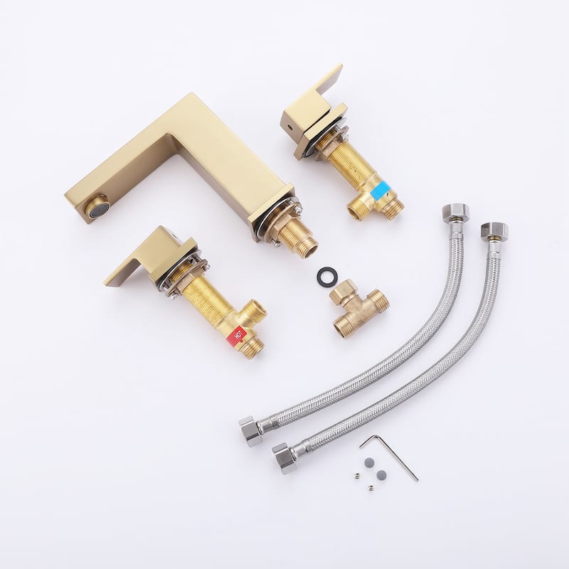 Double Handle Copper Widespread Bathroom Sink Faucet
