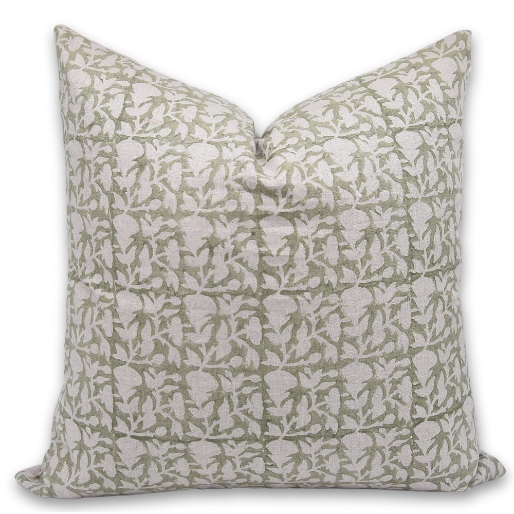 Linen Bohemian Block print pillow Cover - Mid Night