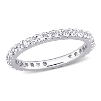 Miadora 1 2/5ct TGW White Topaz Eternity Ring in 10k White Gold