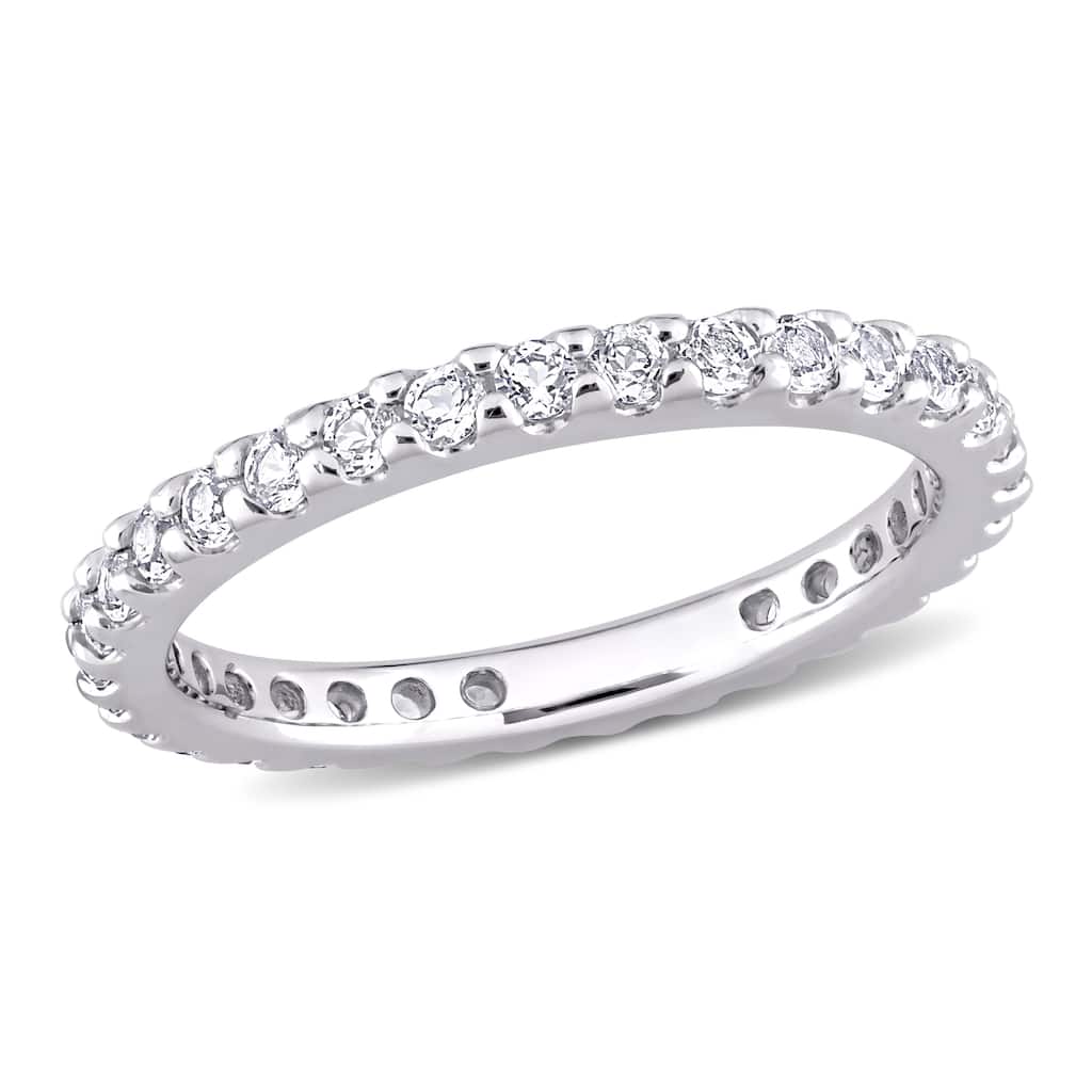 Miadora 1 2/5ct TGW White Topaz Eternity Ring in 10k White Gold