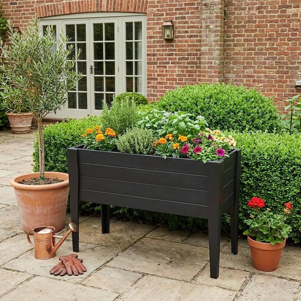 HomeRoots 30" X 60" Mahogany Heavy Duty Plastic Rectangular Raised Garden Bed
