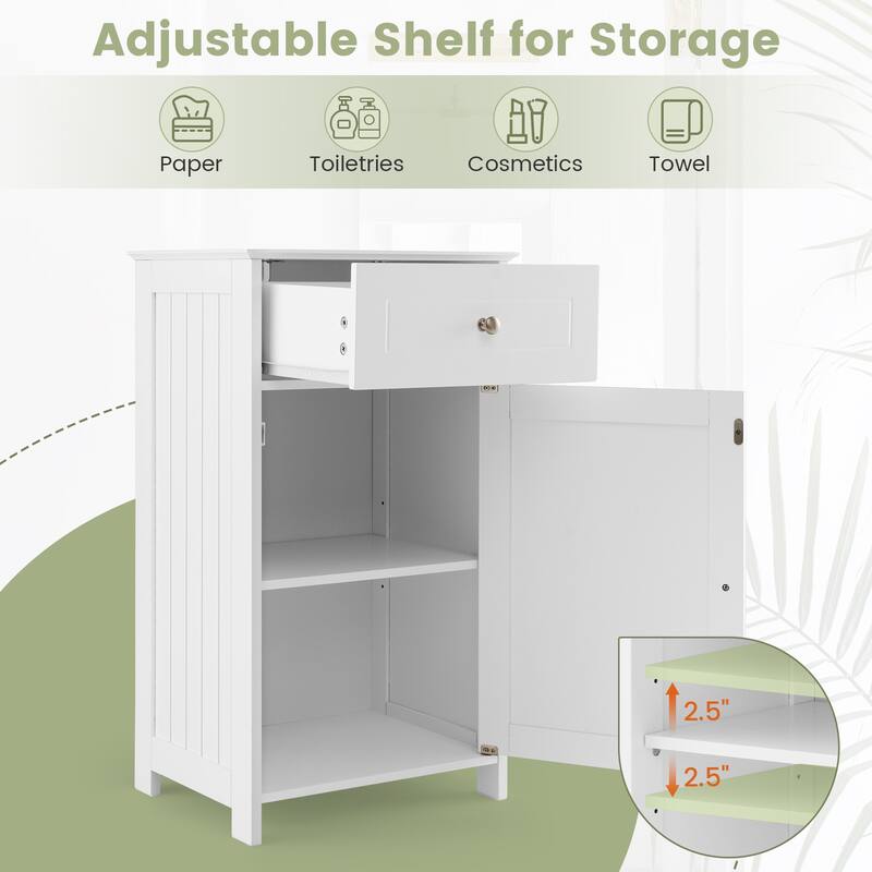 Bathroom Storage Cabinet with Drawer and Adjustable Shelf - 17" x 13.5" x 30.5"