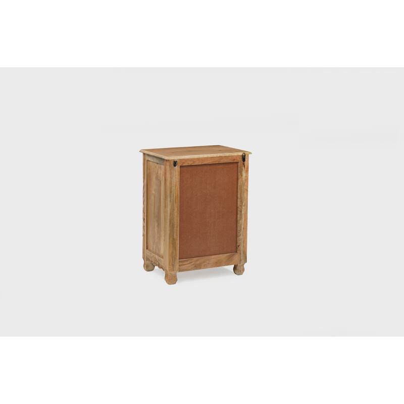 Florence Floral Solid Mango Wood 1-Drawer Nightstand with Cabinet Storage Assembled