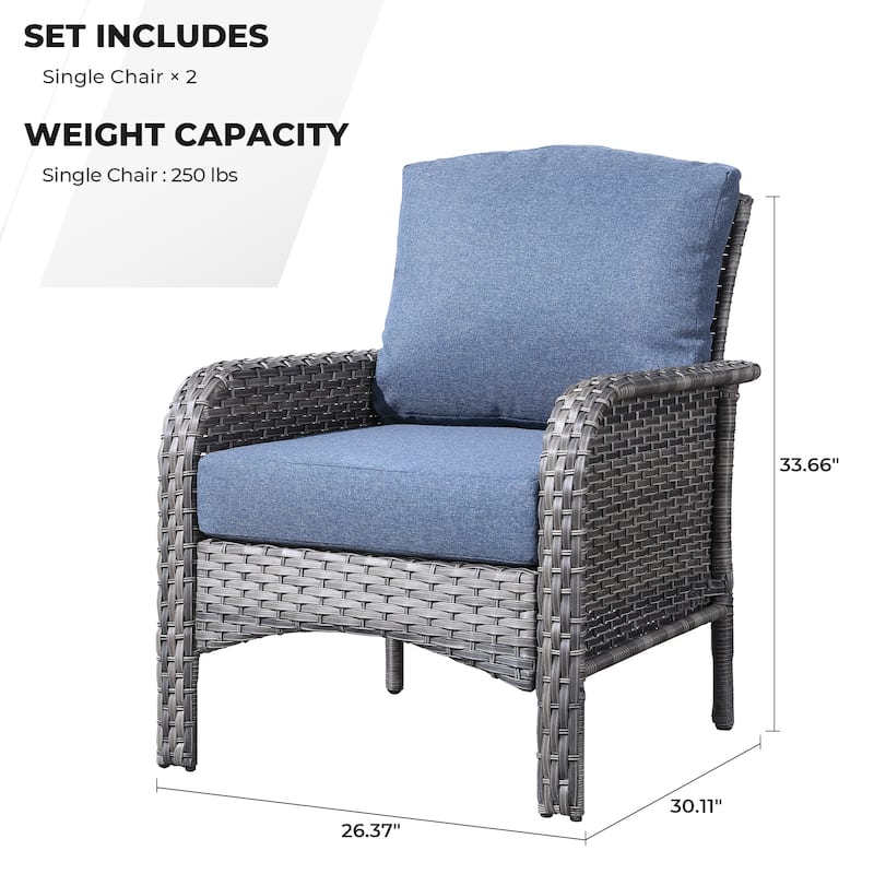 HOOOWOOO 2-piece Wicker Rattan Outdoor Patio Furniture Chair Set