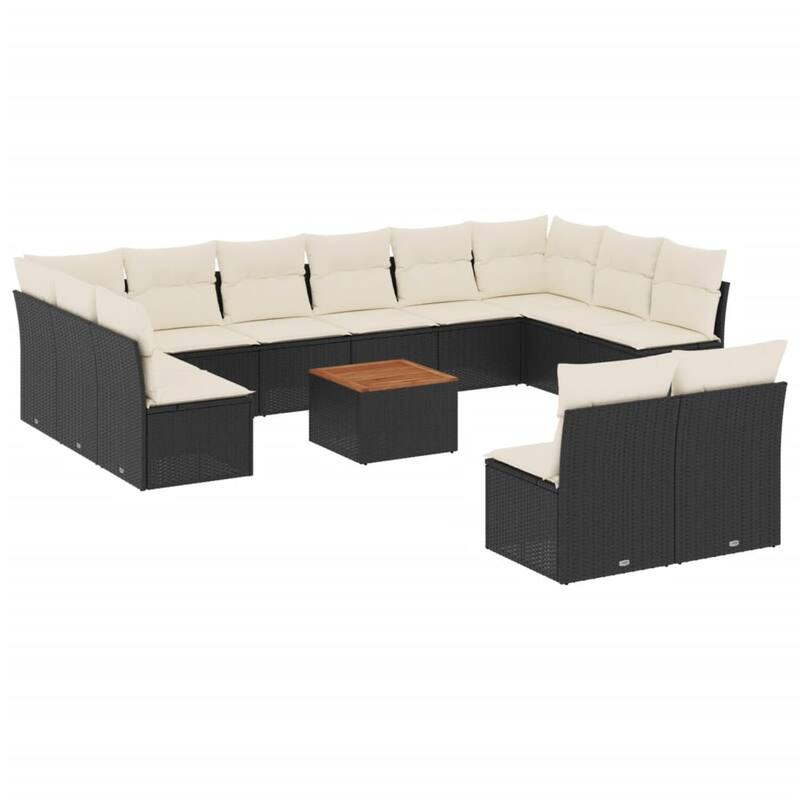 vidaXL Patio Sofa Set with Cushions Outdoor Furniture 13 Piece Poly Rattan - 24.4 x 24.4 x 27.2