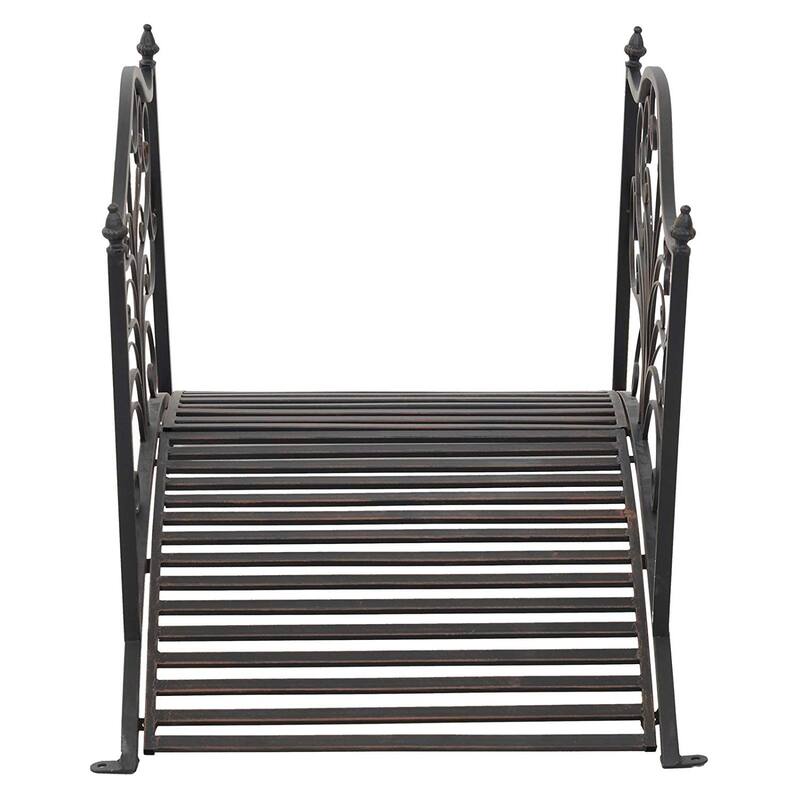 Outsunny 4’ Metal Arch Backyard Garden Bridge with Safety Siderails, Delicate Scrollwork, & Easy Assembly, Black Bronze