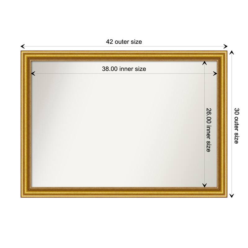 Townhouse Gold Framed Non-Beveled Custom Wall Mirror, Bathroom Vanity Mirror - Outer Size: 41.75 x 29.75