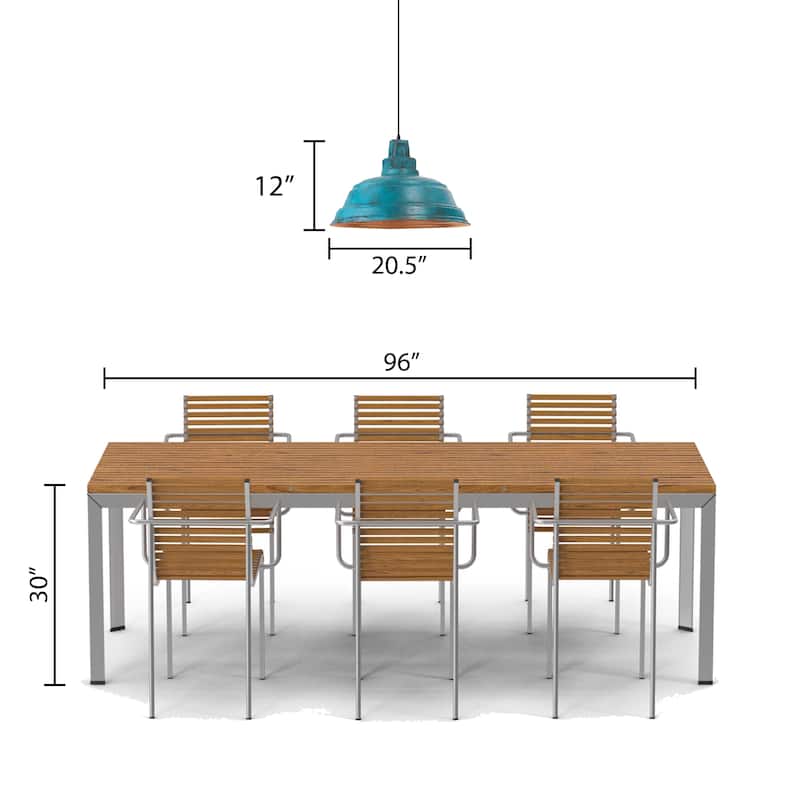 Fabron River of Goods Faux Blue Patina Metal 20.5-Inch Pendant Light with Adjustable Hanging Cord - 20.5" x 20.5" x 14/79"