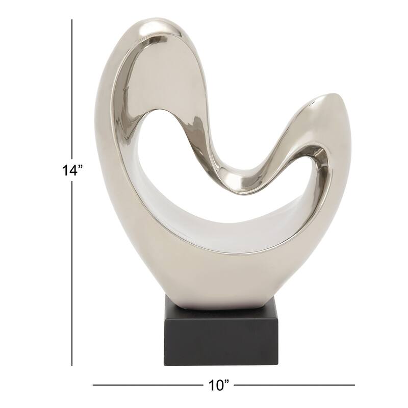 Polystone Abstract Heart Decorative Sculpture with Black Base - Silver, Copper - Roche River Decor