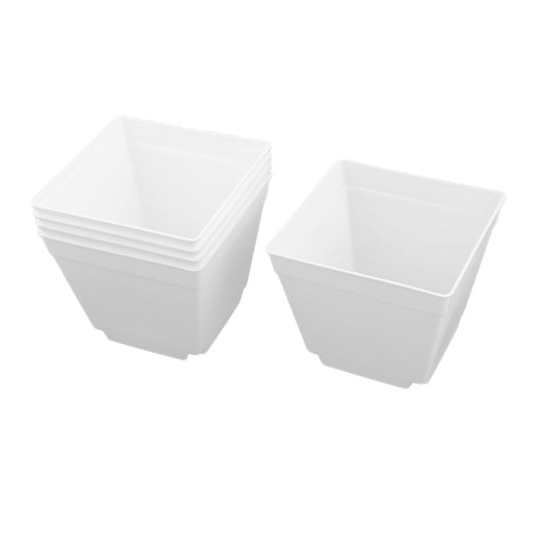Restaurant Plastic Square Flower Succulents Pot Holder White 4 x 4 Inch 5 Pcs