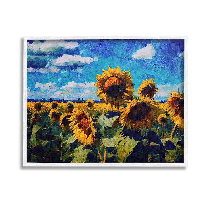 Stupell Sunflower Field & Clouds Framed Giclee Art Design By Gina Kelly
