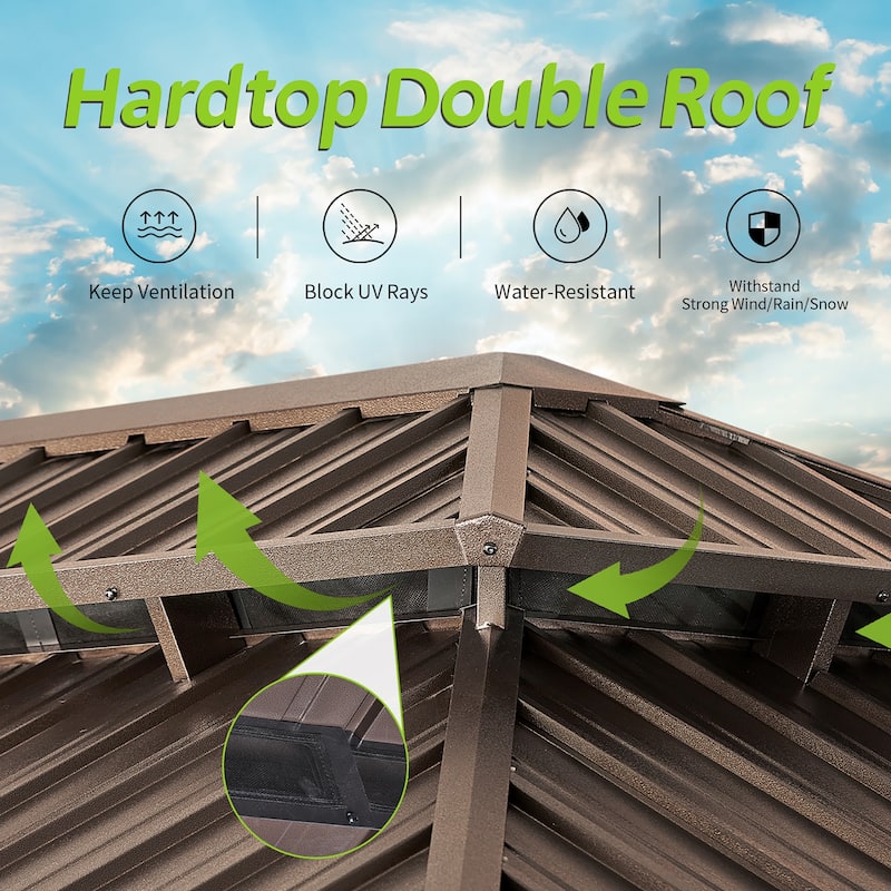 Outdoor Double Roof Hardtop Gazebo