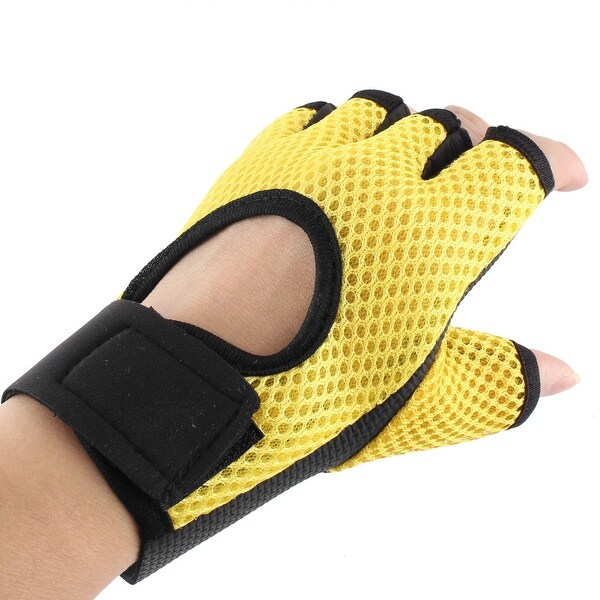 yellow fingerless gloves