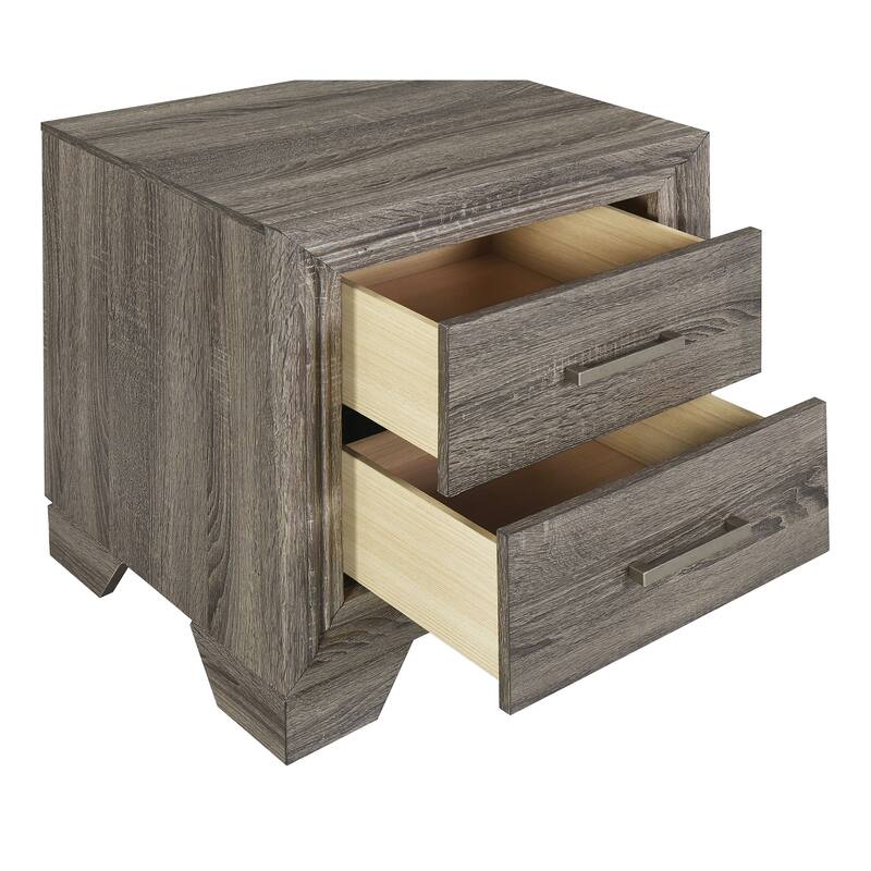 Funston Brown Oak 2-drawer Nightstand Bedside Table