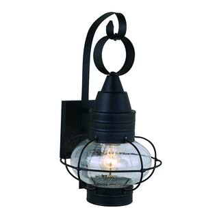 VAXCEL Chatham 18 in. H 1-Light Black Coastal Outdoor Wall Sconce, Durable Steel, Clear Seeded Glass Shade, LED Compatible