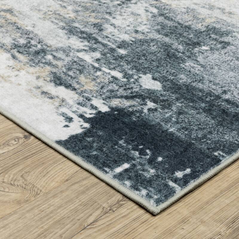 Vista Home Sunderland Abstract Shadows Washable Grey/Ivory Rug Mat