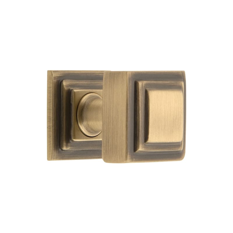 Grandeur CARR-BRASS-KNOB-CARR Carre 1-1/4" Solid Metal Stepped Square - Vintage Brass