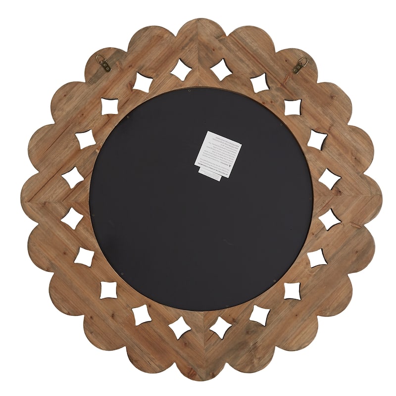 Joshua Natural Finish Reclaimed Wood Round Wall Mirror by iNSPIRE Q Artisan