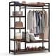 6-shelf Metal and Wood Closet Organizer System with Hanging Bar ...