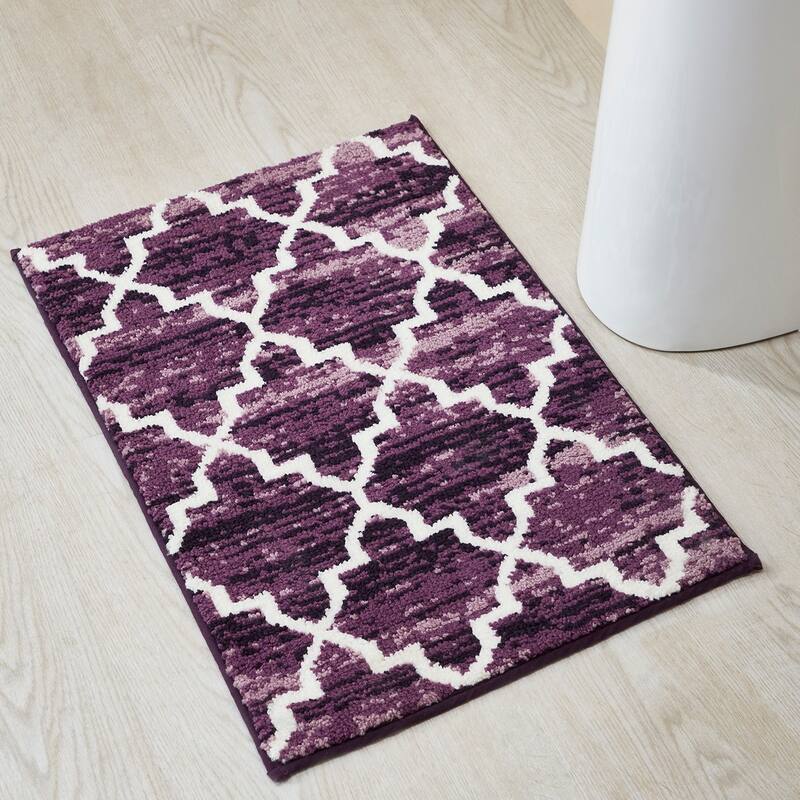 Better Trends Savio Collection 100% Micro Polyester Rectangle Soft Plush & Absorbent Water Machine Washable 2 Piece Bath Rug Set - 2 Piece Set (17" x 24" | 17" x 24") - Purple