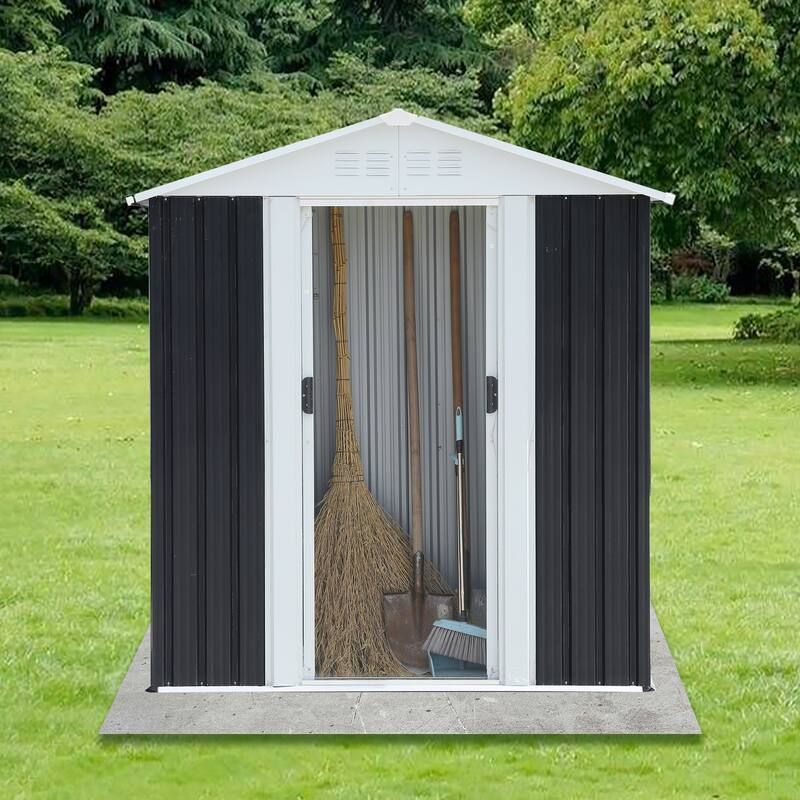 5X3 Feet Dark Grey Outdoor Storage Shed With Aluminum Alloy Frame