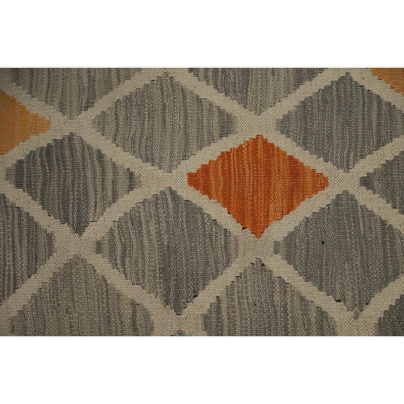 Hand Woven Oriental 100% Wool Carpet Southwestern Modern Greys & Charcoal Kilim Area Rug - 6' 6'' X 4' 9''