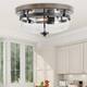 Modern Farmhouse 3-Light Glass Metal Flush Mount Industrial Island Lighting for Hallway - D13.5"xH6.5"