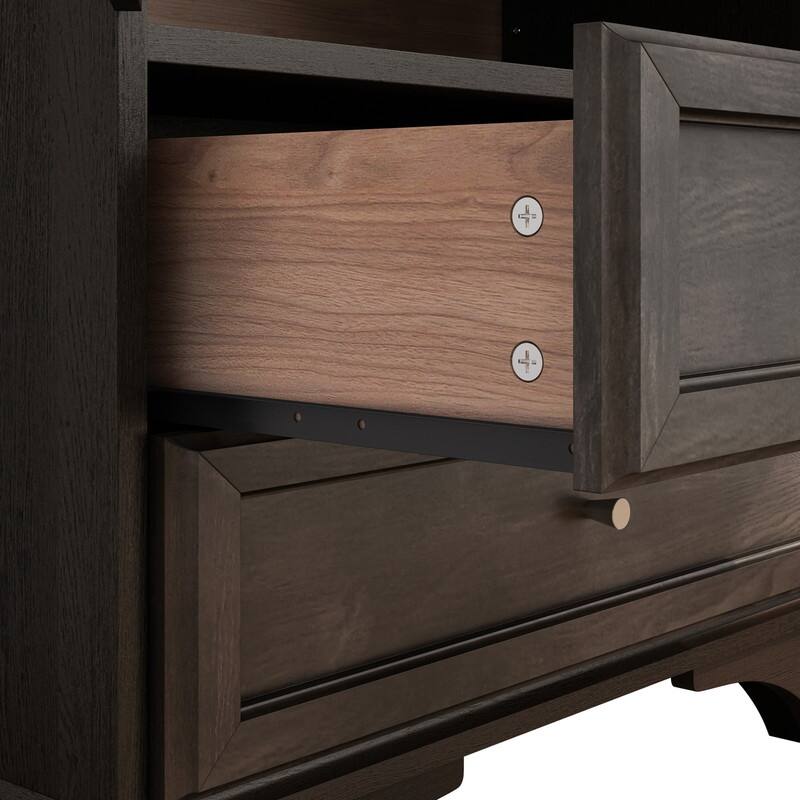 52.17"H Glass Door Display Case Storage Cabinet with Adjustable Shelf and Drawers for Stylish Organization