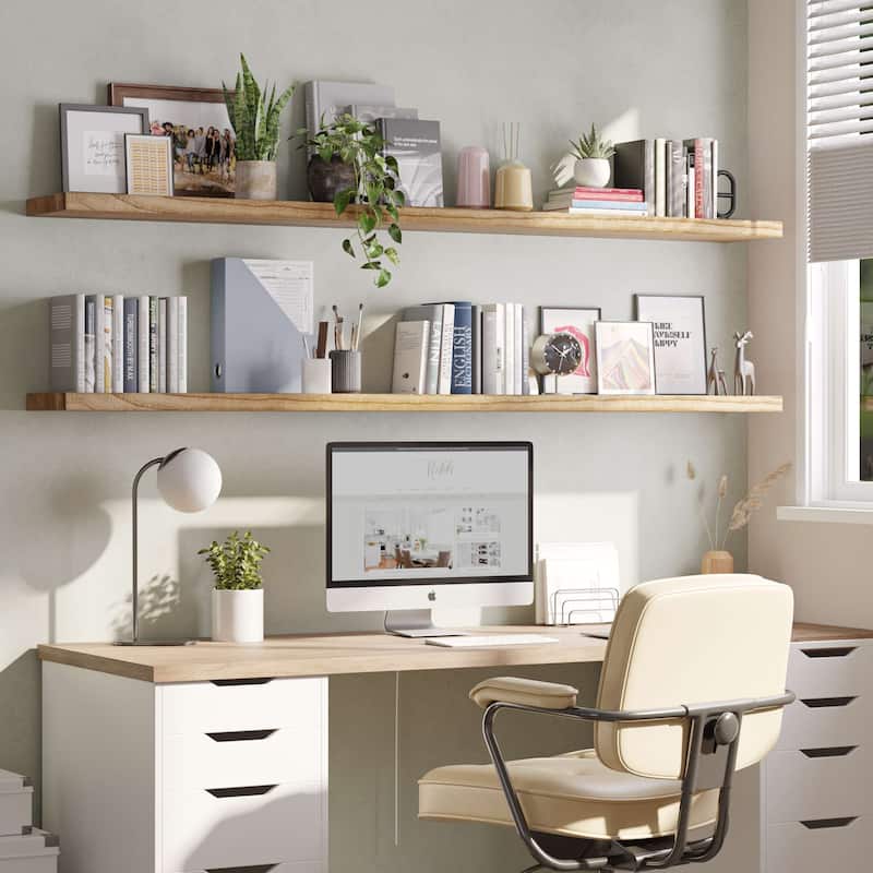 Wallniture BOIS 48-60-72 inch Long, 9.25" Deep, 1.5" thick Floating Shelf with Hidden Bracket, Living Room Decor Burnt, 1 Pc