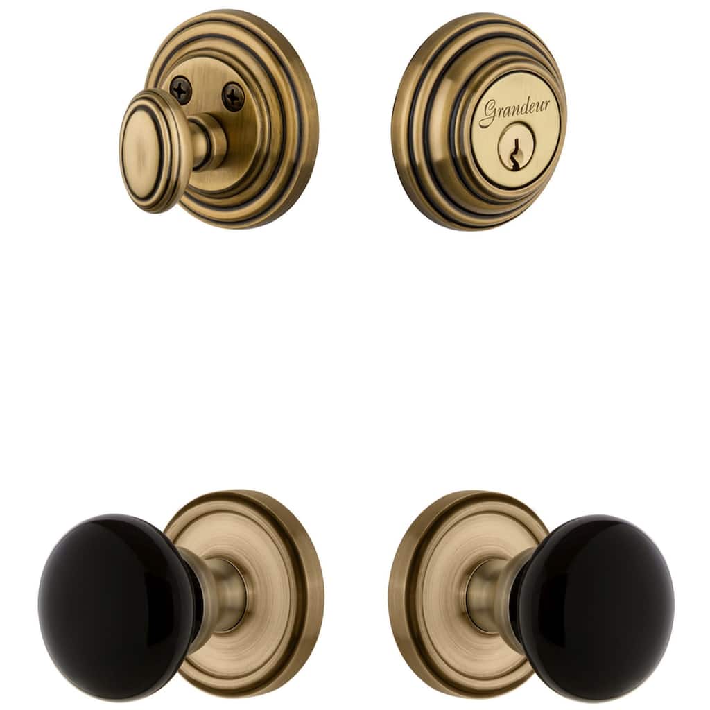 Grandeur Georgetown Solid Brass Rose Single Cylinder Keyed Entry