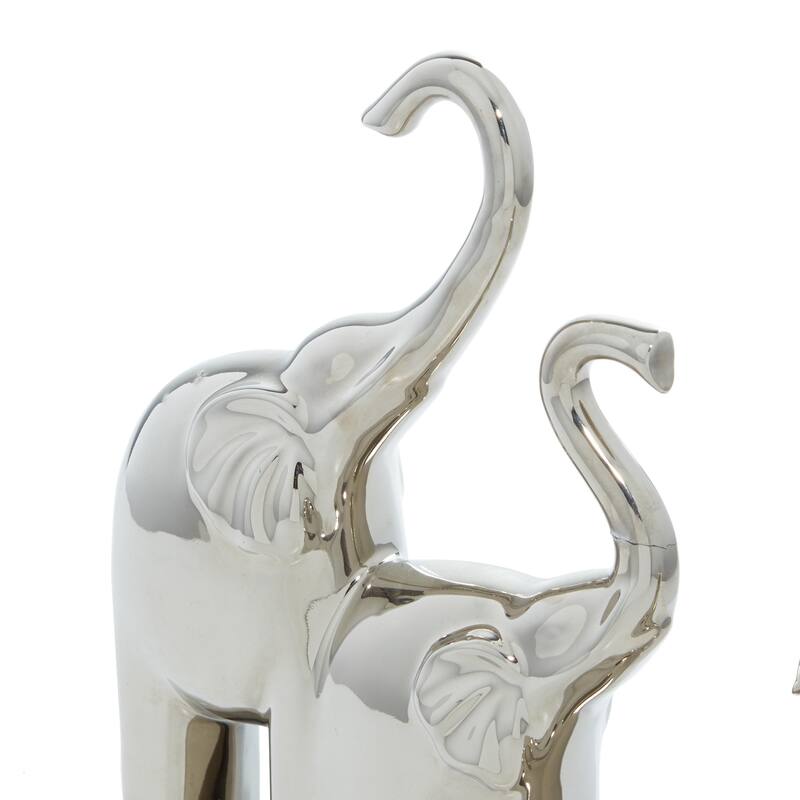 Ceramic Elephant Decorative Sculpture - Silver - Roche River Decor
