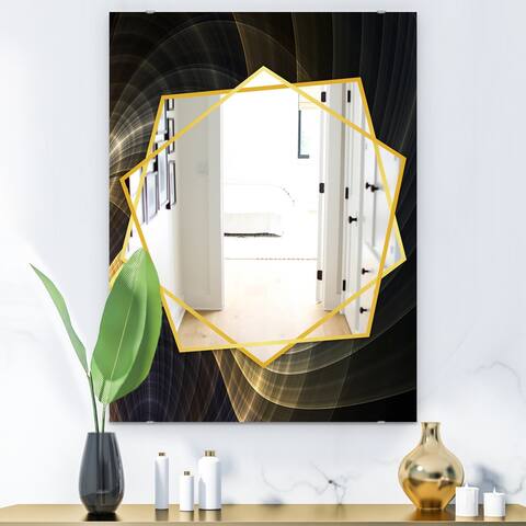 Designart 'Yellow Fractal Light Art' Modern Mirror - Frameless Contemporary Wall Mirror