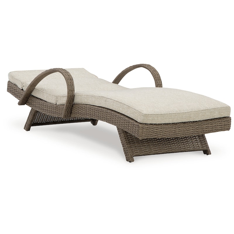 Signature Design by Ashley Beachcroft Beige Outdoor Chaise Lounge with Cushion - 30.13" W x 79.38" D x 39.75" H