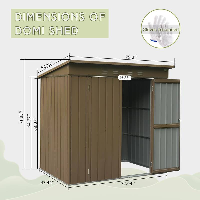 Outdoor Rustproof Storage Shed Metal Tool Shed with Lockable Double Doors Waterproof Garden Shed, Air Vents