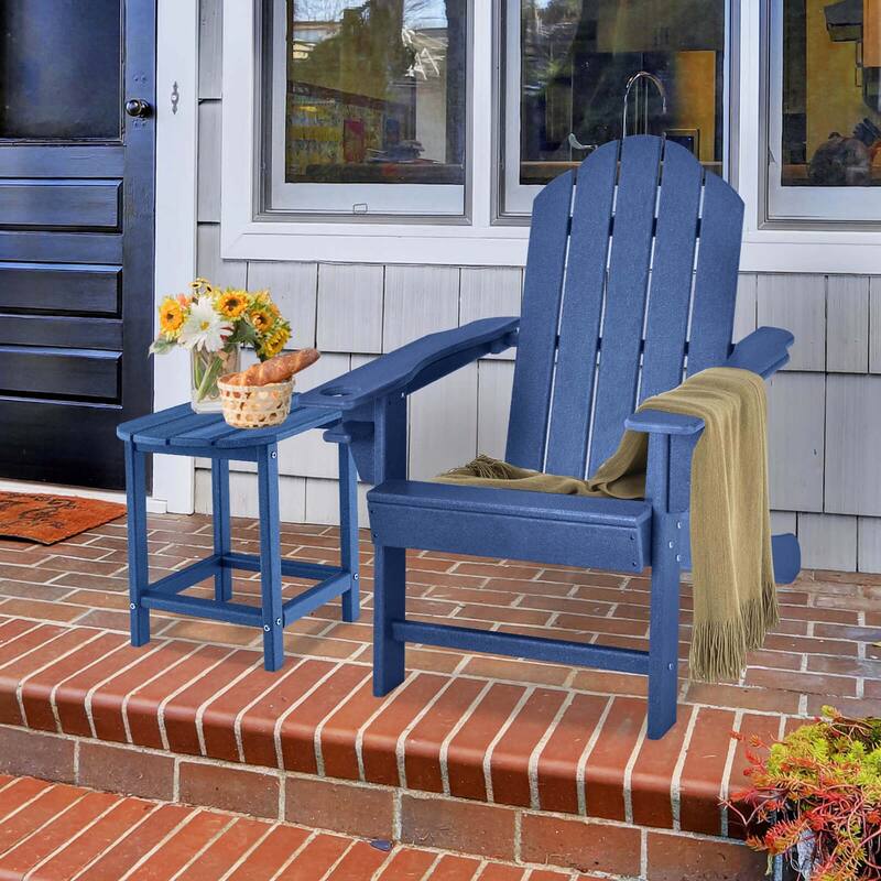 Costway 2 PCS Patio Adirondack Chair Side Table HDPE Weather Resistant