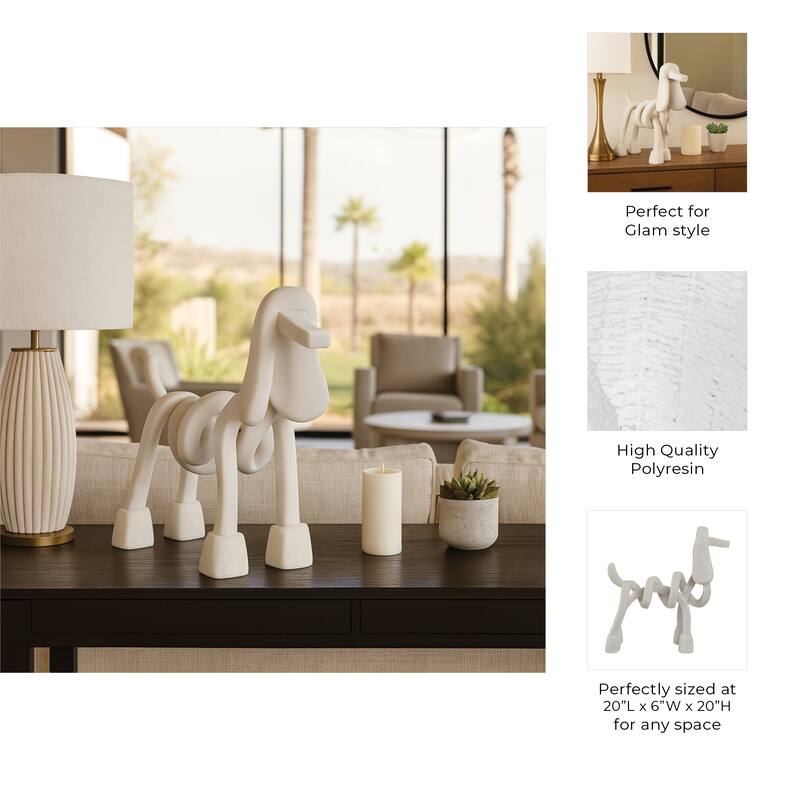 Resin Dog Sculpture Modern Decorative Figurine Accent - 20" White - 20" x 6" x 20"