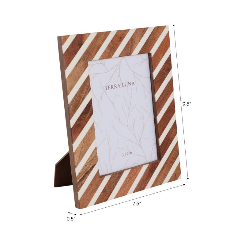 Resin Wood Picture Frame Diagonal Stripe Design - 5x7" Brown