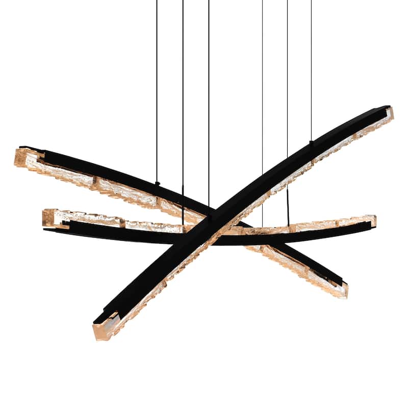 Saber Integrated LED 70in Black Chandelier with Handcrafted Glass