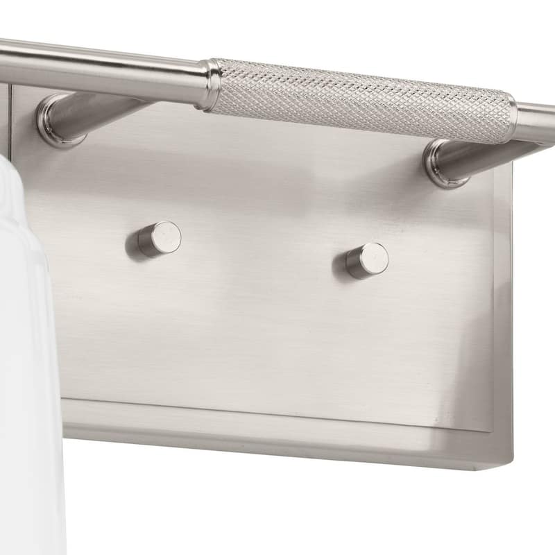 Spenser Collection Two-Light Brushed Nickel Industrial Vanity Light - 15.62 in x 5.5 in x 7.62 in