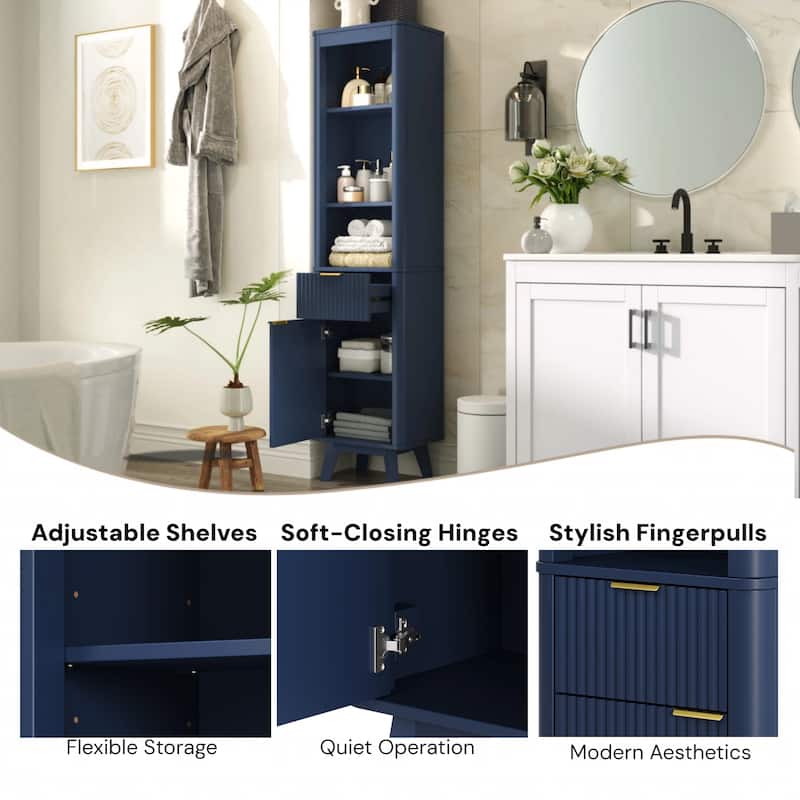 Christopher Knight Home - Modern Linen Tower with Adjustable Shelves, Drawer and Door