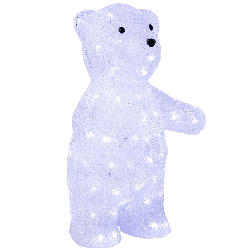 LED Lighted Polar Bear Commercial Grade Acrylic Outdoor Christmas Decoration - 16.5" - Clear
