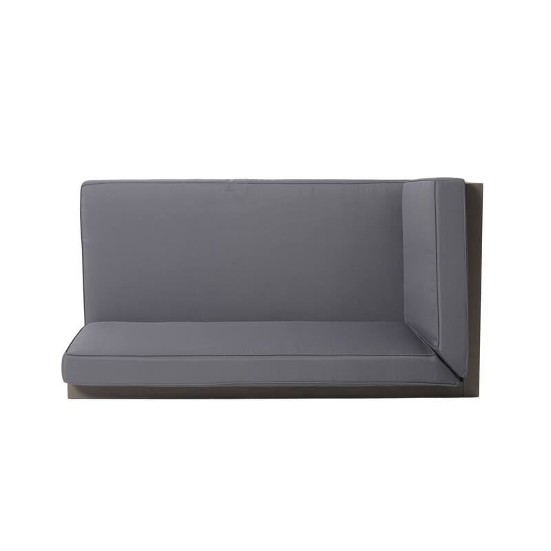 Roomfitters X-Back Corner Bench with Coffee Table, Outdoor Wooden Patio Sofa with Cushions for Garden or Porch