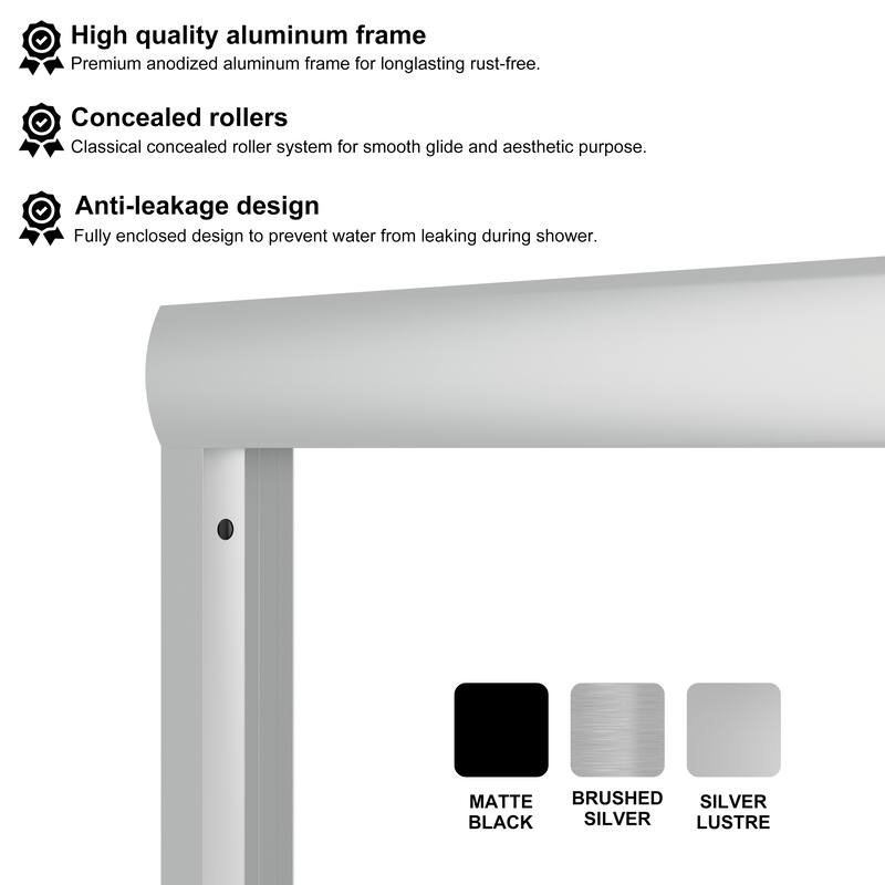 60 in. W x 62 in. H Framed Sliding Bath Tub Door with 5/16 in. Tempered Clear Glass
