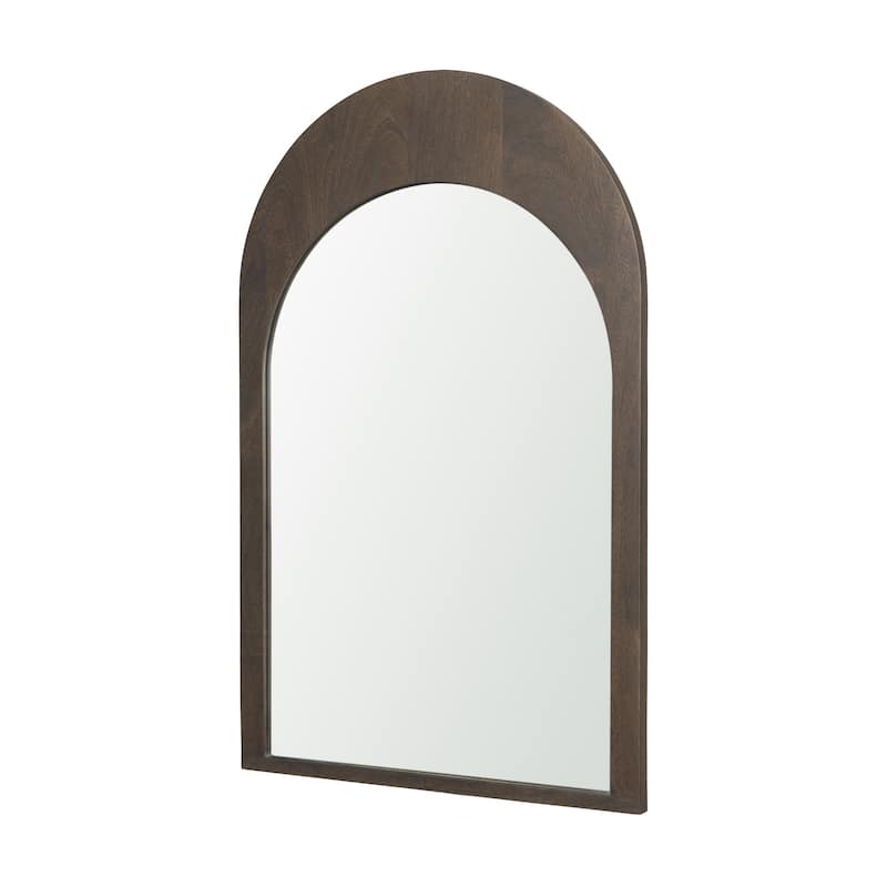 HomeRoots 36" Brown Solid Wood Arch Framed Accent Mirror - 23.00 in. x 36.00 in. x 1.00 in.