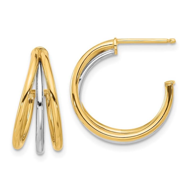 Curata 14k Two Tone Gold Polished Hoop Post Earrings - 19.7x18.65mm