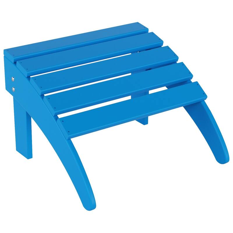 POLYTRENDS Laguna Eco-Friendly All-Weather Outdoor Patio Foldable Adirondack Chair Ottoman - Pacific Blue