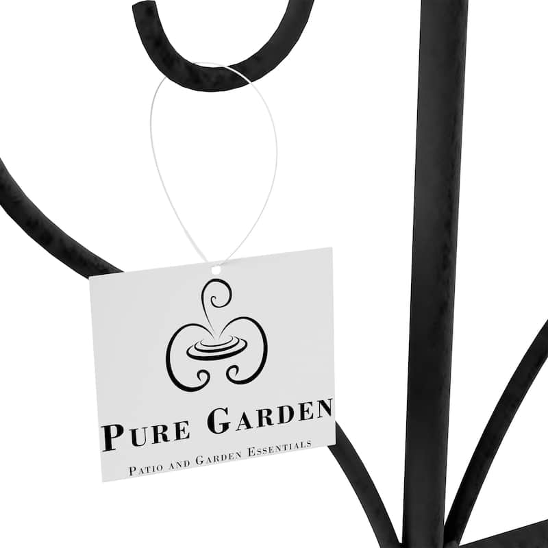 Set of 2 Garden Trellises - Decorative Scroll Metal Panels with 7.75-Inch Stakes by Pure Garden