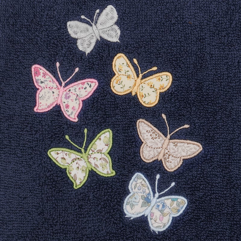Authentic Hotel and Spa 100% Turkish Cotton Mariposa 2PC Embellished Hand Towel Set